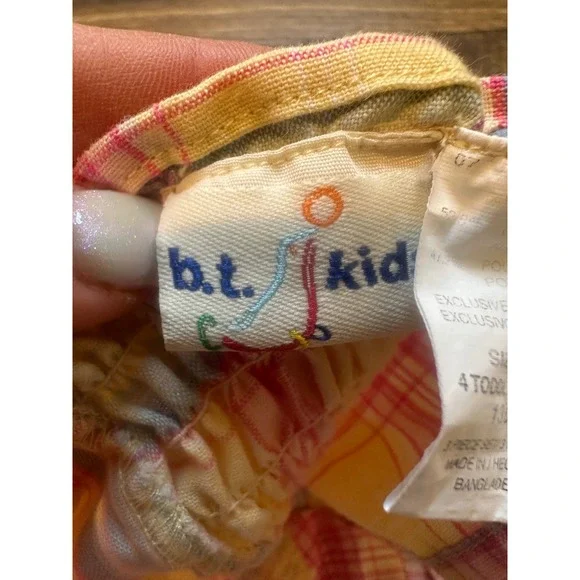 bt kids Toddler Girl Plaid Halter Top Shirt Flower Buttons Smocked Back 4T - Picture 5 of 6